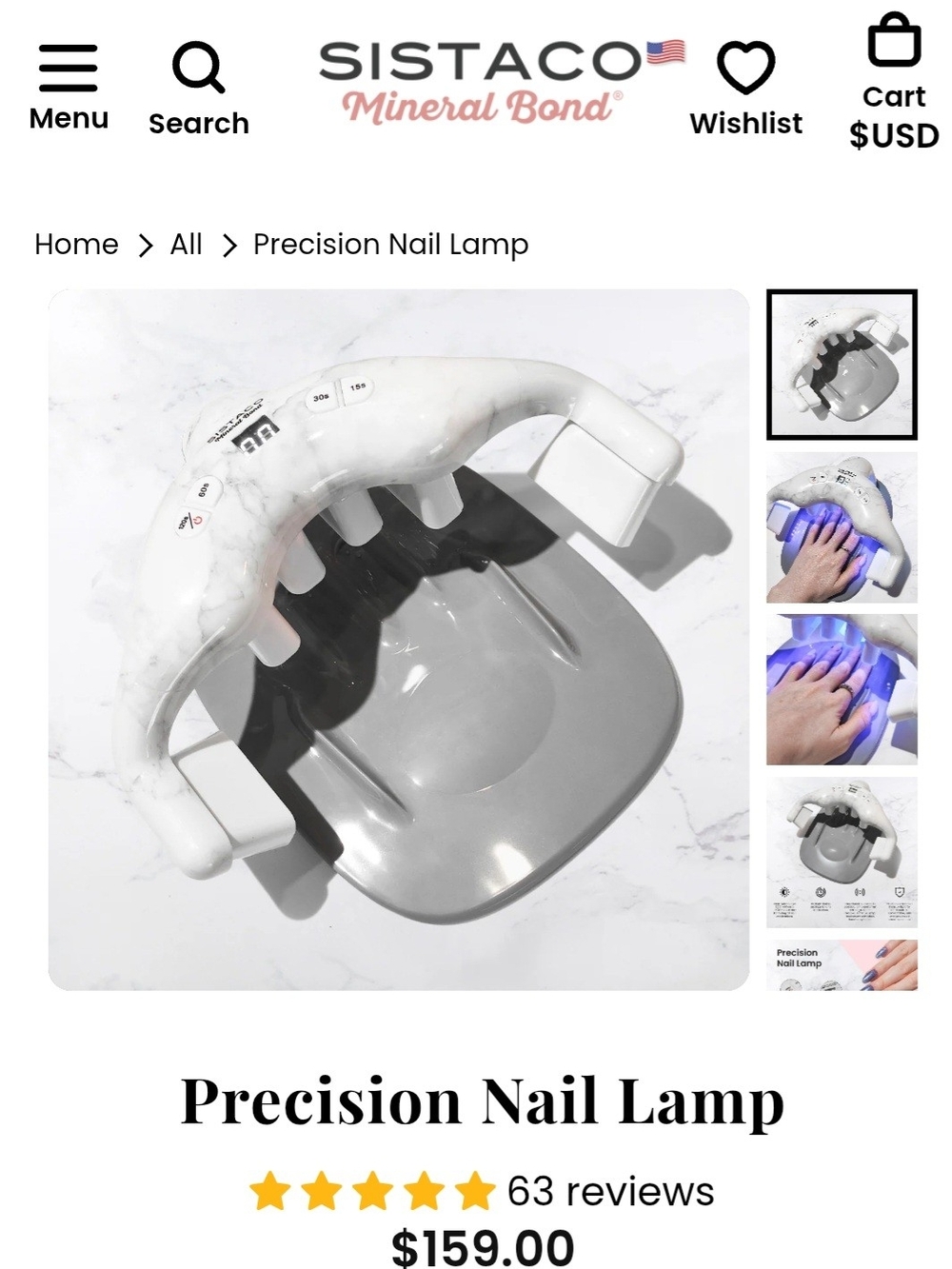 Sistaco Precision Nail Lamp - White Marble LED Gel Curing Light
